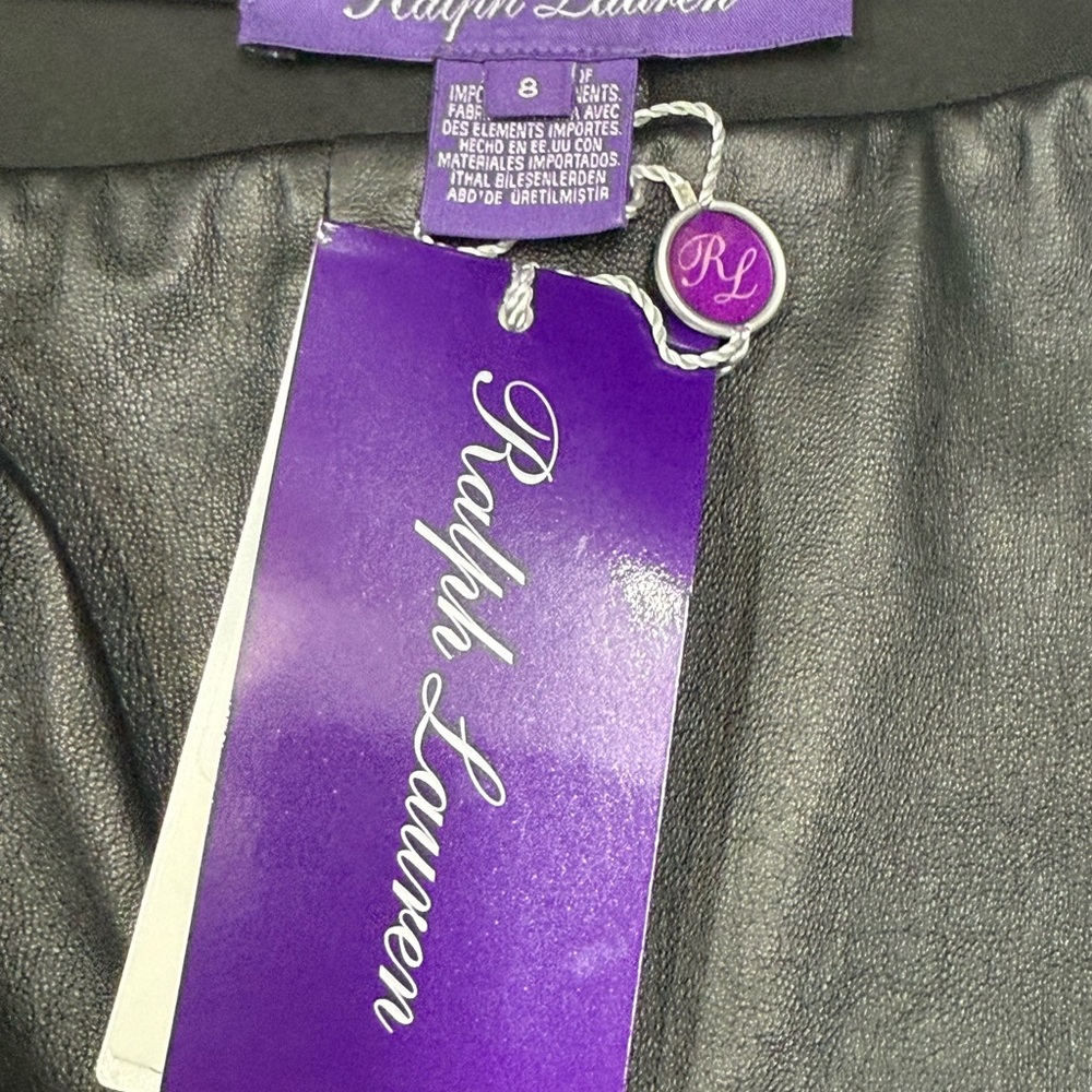 Ralph Lauren Purple Label Women The Lambskin Side-Zip Pant Leggings Made In USA - Picture 9 of 16